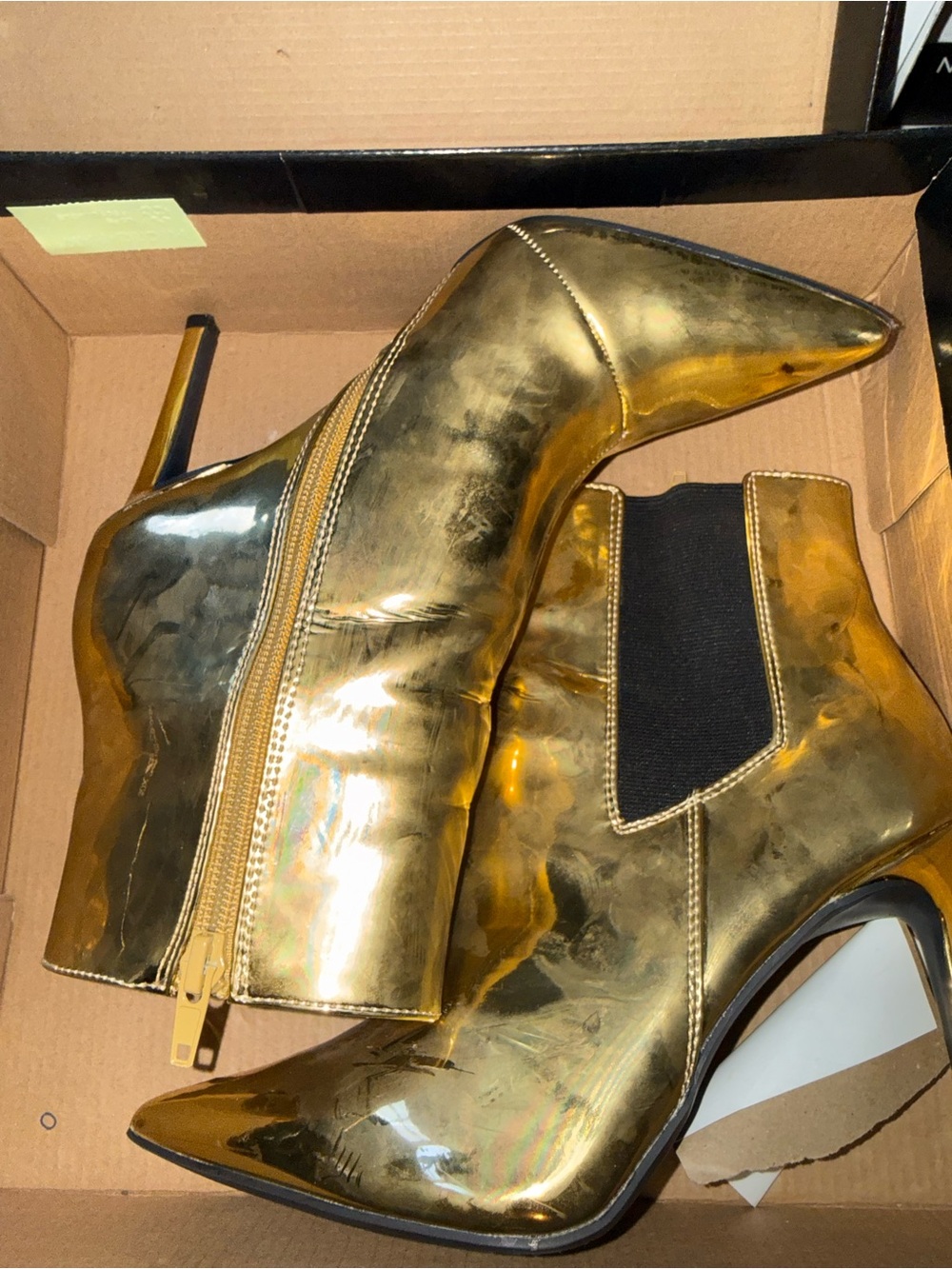 INC International Concepts Metallic Gold Pointed Toe Ankle Booties